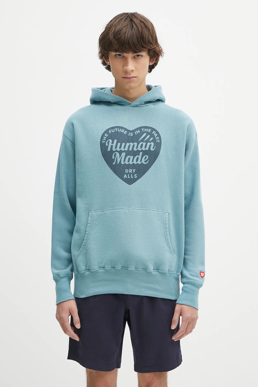Human Made cotton sweatshirt Tsuriami Hoodie green color hooded Human Made cotton sweatshirt Tsuriami Hoodie green color hooded