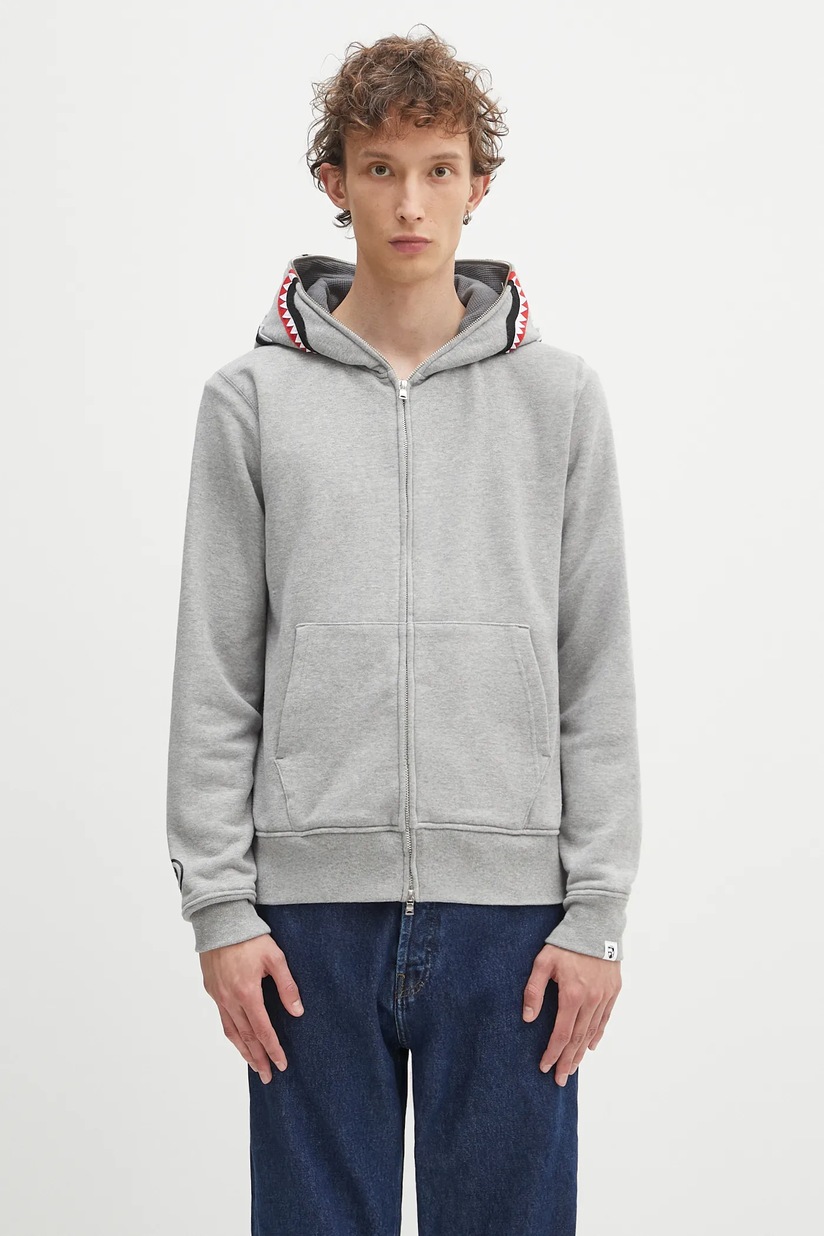 Human Made cotton sweatshirt Zip-Up Hoodie men's gray color