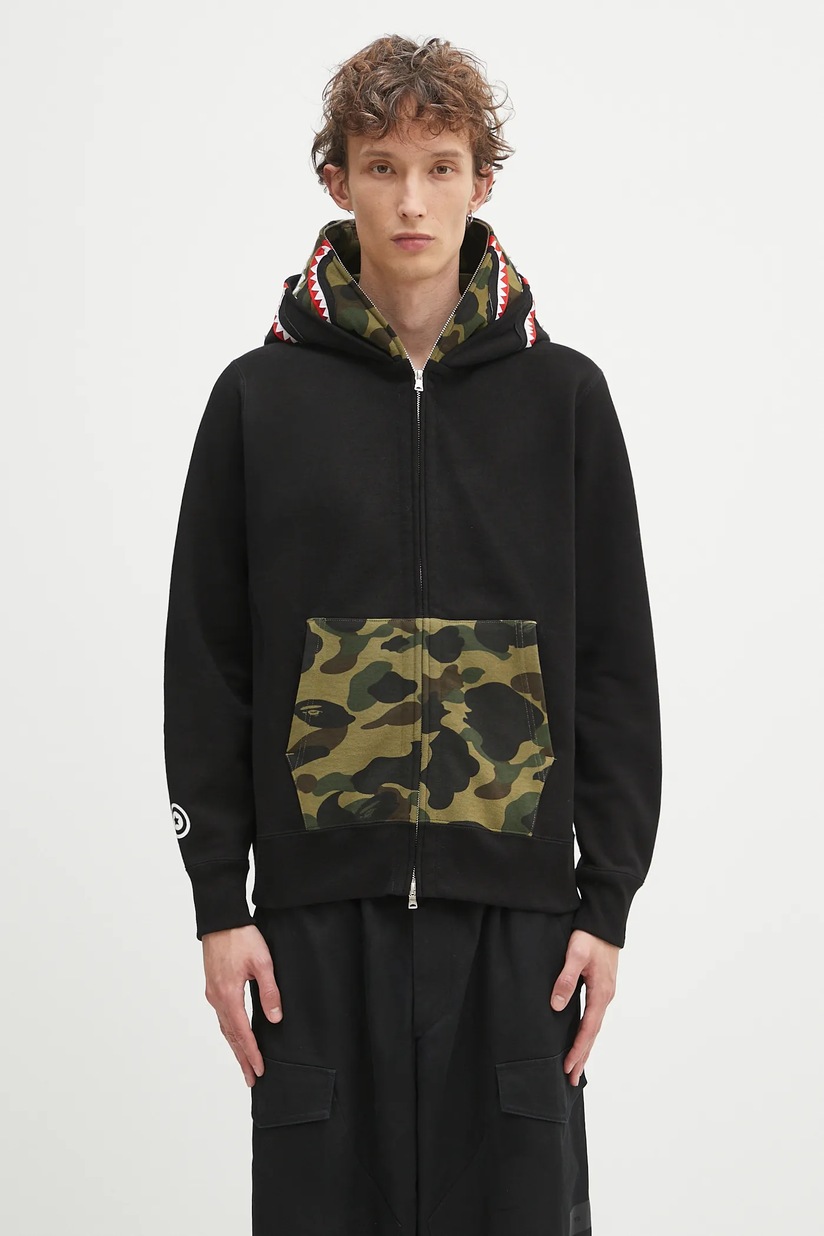 A Bathing Ape cotton sweatshirt Tiger Full Zip black color