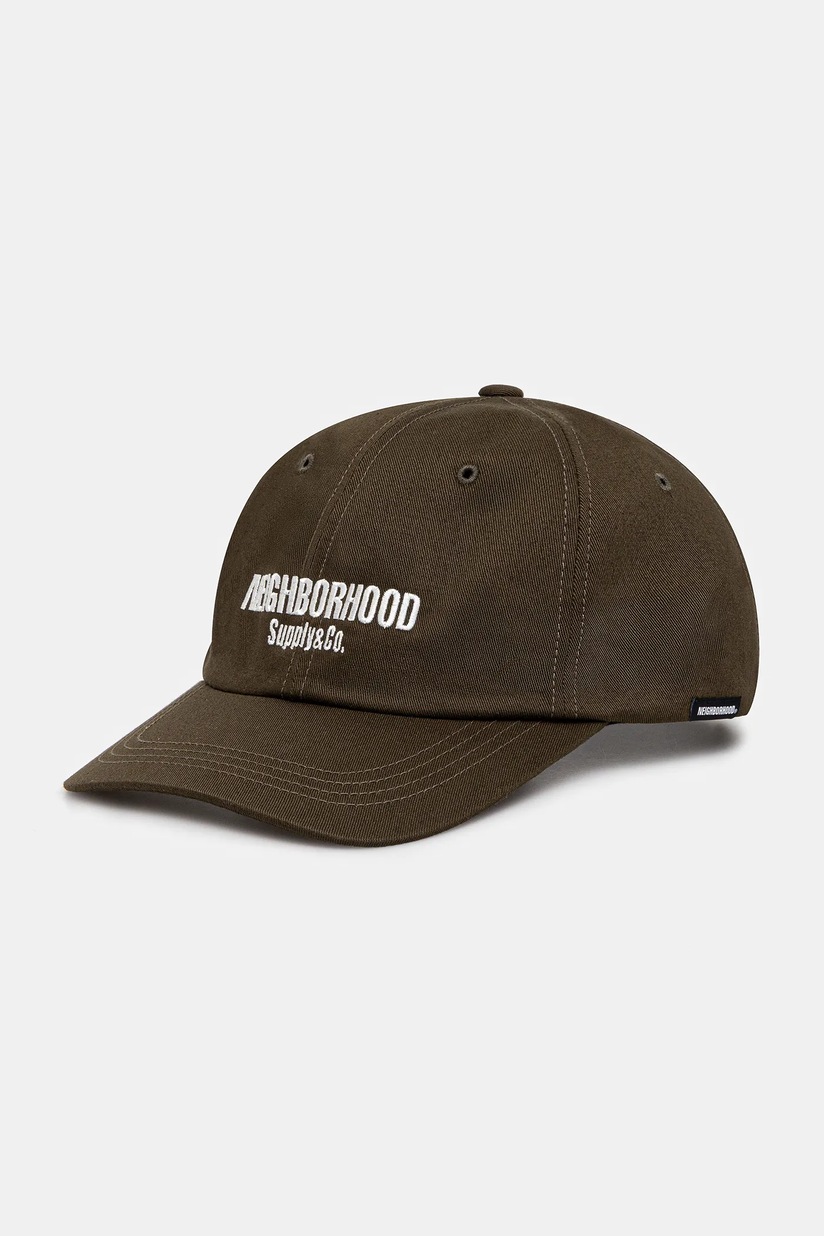 Хлопковая кепка NEIGHBORHOOD Dad Cap цвет зелёный с аппликацией
