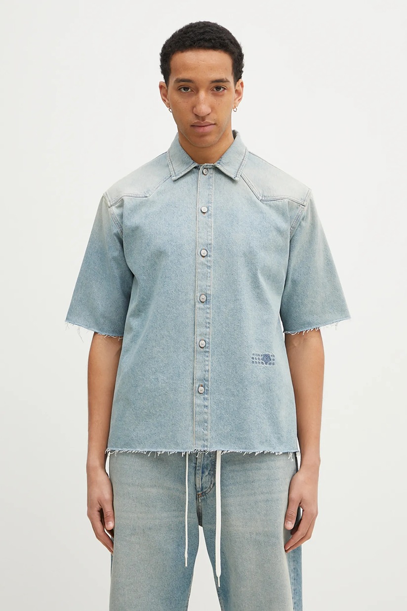 シャツ MM6 MAISON MARGIELA Men Shirts SH2DR0004M35256 Blue MM6 Maison Margiela cotton shirt blue color relaxed
