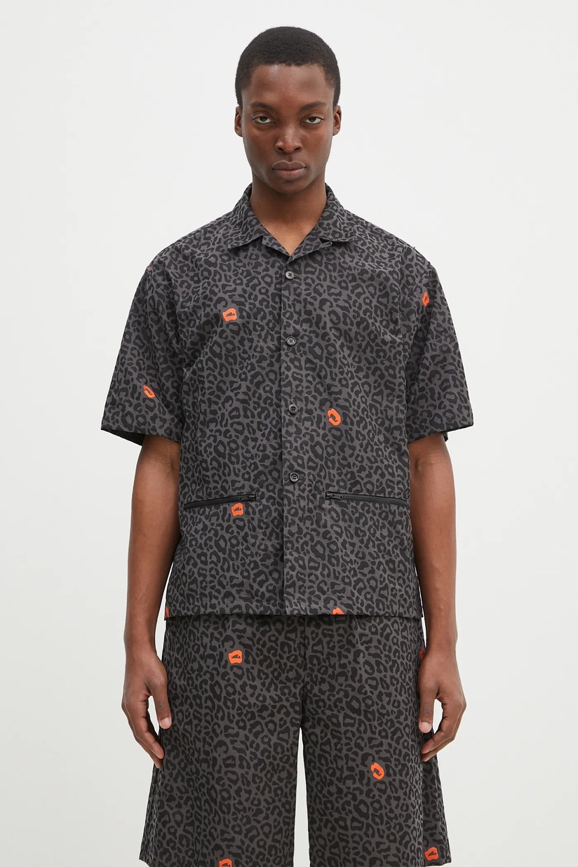 Wacko Maria shirt Hawaiian Shirt L/S men's gray color regular 24FW
