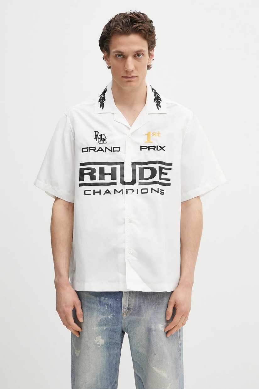 RHUDE shirt Champions Snap white color relaxed RHPS25SR01005 at PRM US