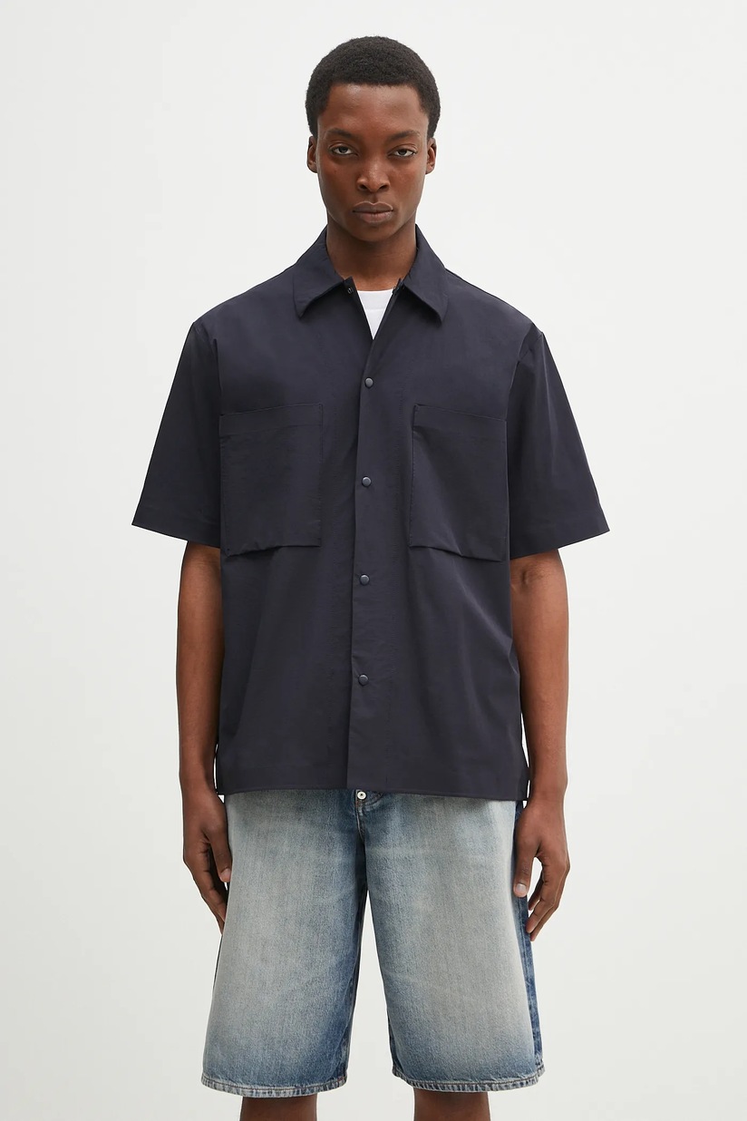 Norse Projects shirt Hermann Travel Light SS men's navy blue color