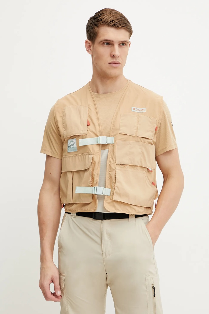 Carhartt WIP denim vest Arbor Vest men's beige color I031521.1YH3K