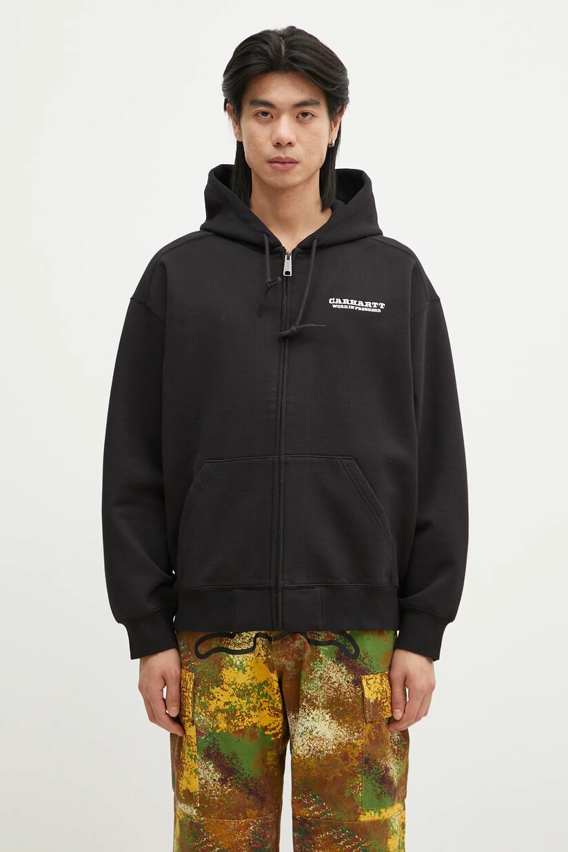 Carhartt WIP jacket Hooded Chase Jacket men's black color