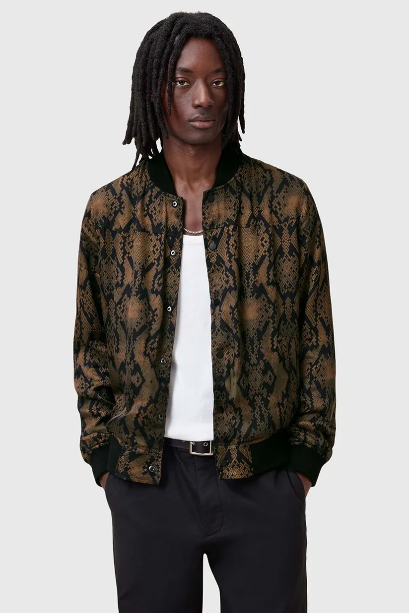 Кожаная куртка AllSaints мужская цвет чёрный переходная | ANSWEAR.ua