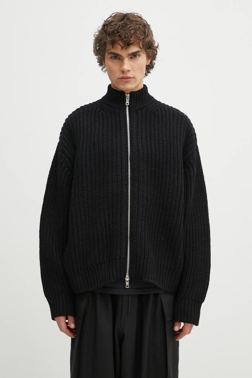 MKI MIYUKI ZOKU wool blend cardigan Chuky Rib Knit Track Jacket PRM EU