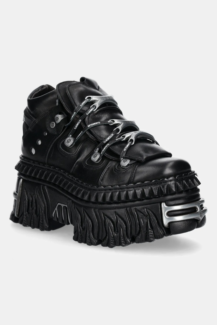 New Rock Ankle Boot Black Imperfect Tank With Laces M-Tank106-C2