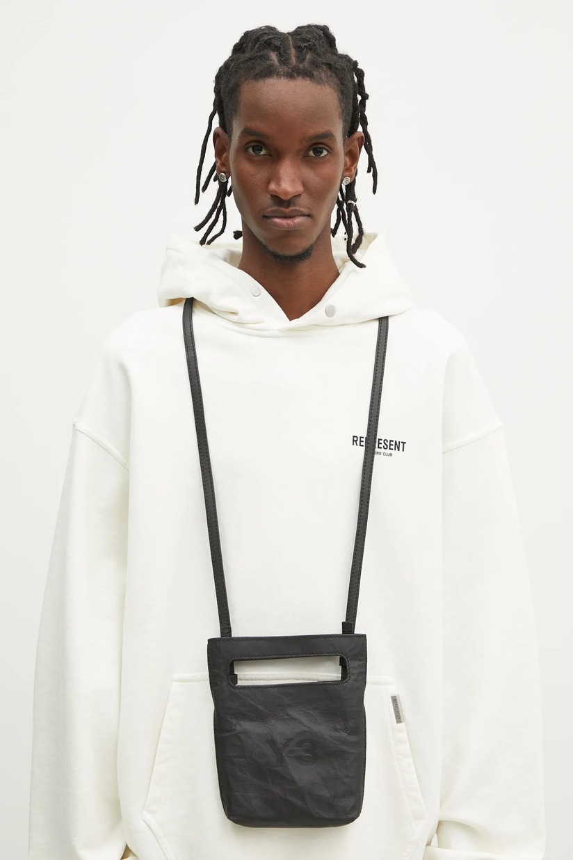 Y-3 leather pouch Mini Bag Crinkle Leather black color JX2462 at Y-3 leather pouch Mini Bag Crinkle Leather black color JX2462 at