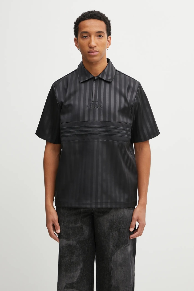 adidas Originals polo shirt Satin Jersey black color patterned