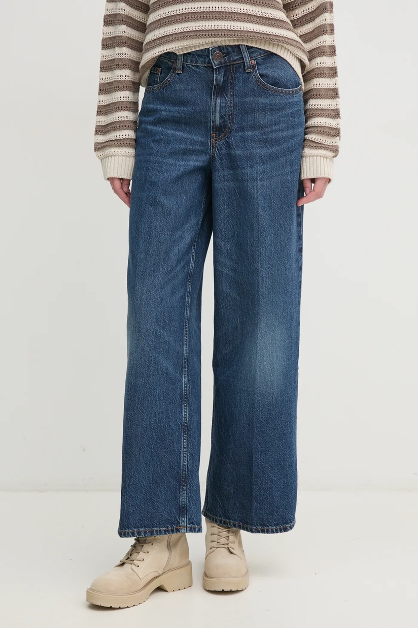 adidas Originals jeansi DENIM ZIP PANT femei, JX9210 | ANSWEAR.ro