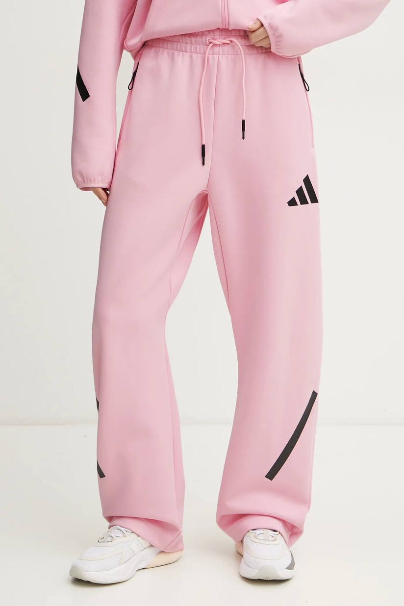risa adidas pantaloni de trening Z.N.E. culoarea roz, cu imprimeu