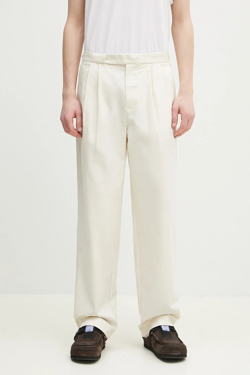【MODERNIF】Perry Cotton Wide Pants Pleated Wide Leg Cotton Twill Trouser Black - Julie Josephine