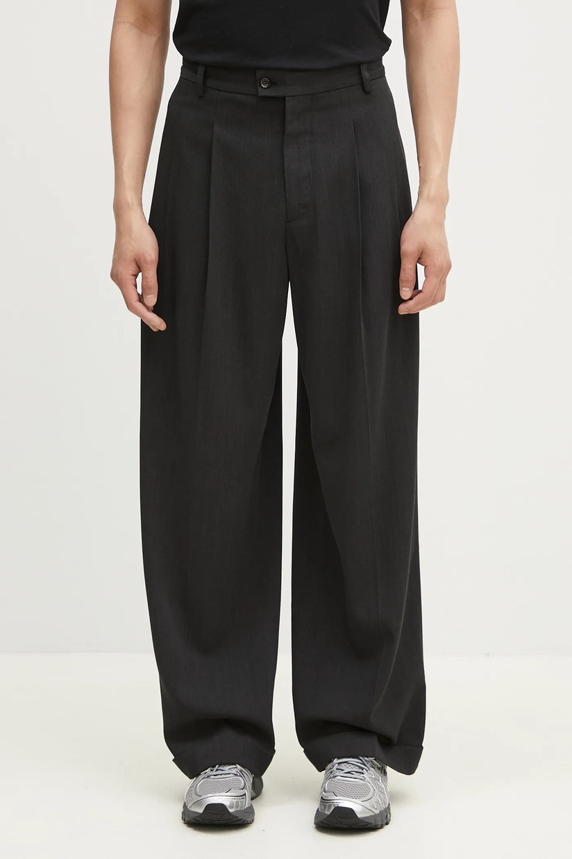 パンツ 1990s KENZO - 5Tuck Wide Trousers Kenzo trousers men's black color FF55PA3679RI.99 at PRM US