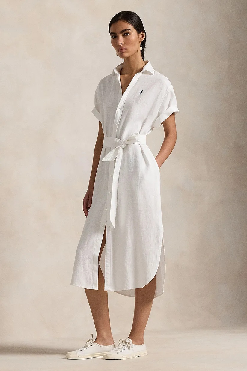 linen red dress Faro Dress in Recycled Blood Orange Linen L