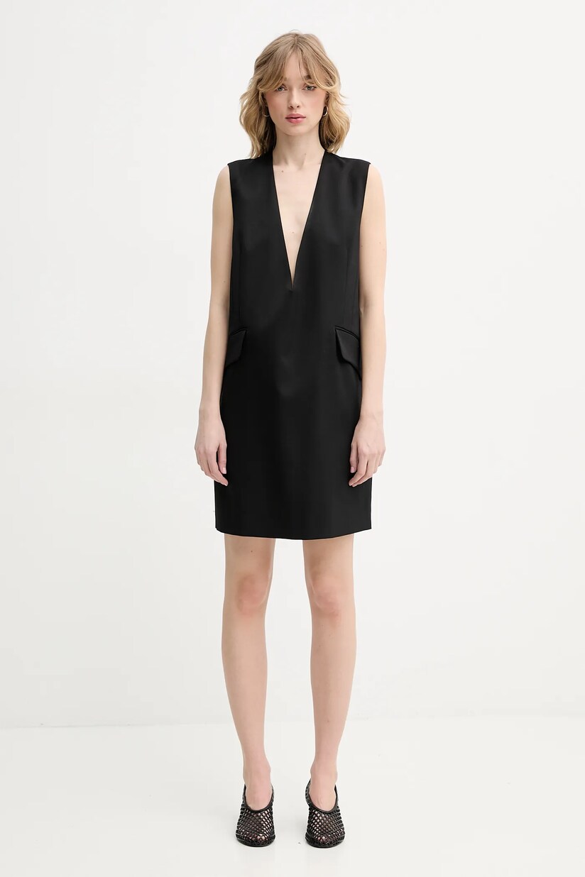 MM6 Maison Margiela sukienka kolor czarny mini prosta