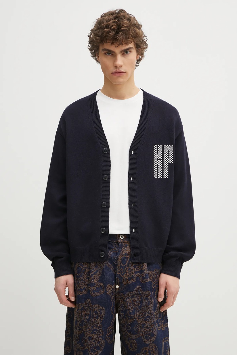 Wacko Maria woolen cardigan x Keith Haring violet color KH.WM.KN04
