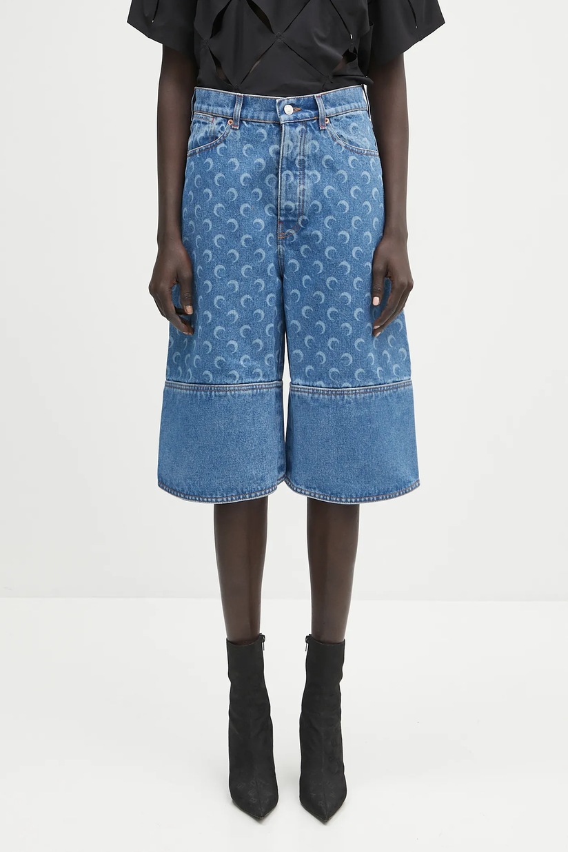 パンツ Marine Serre Moon Laser Denim Bermudas Marine Serre denim shorts Moon Laser Denim Skater PRM EU
