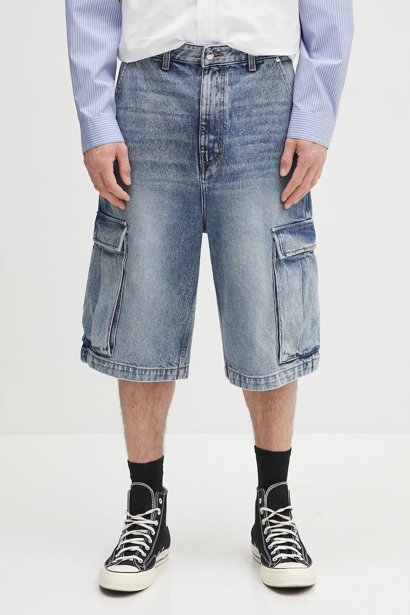 RHUDE denim shorts Cargo Denim Baggy blue color RHPS25SH05012 at RHUDE denim shorts Cargo Denim Baggy blue color RHPS25SH05012 at