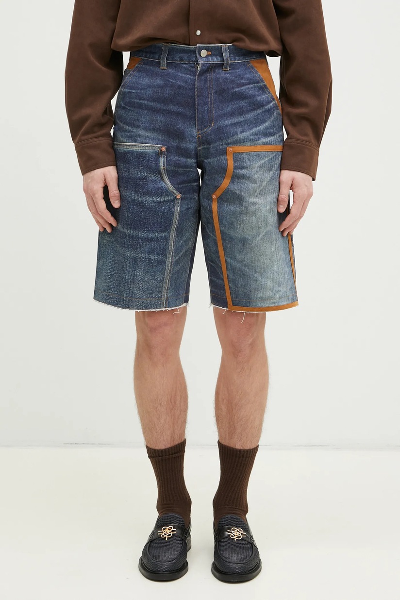 Martine Rose shorts Football black color with an application