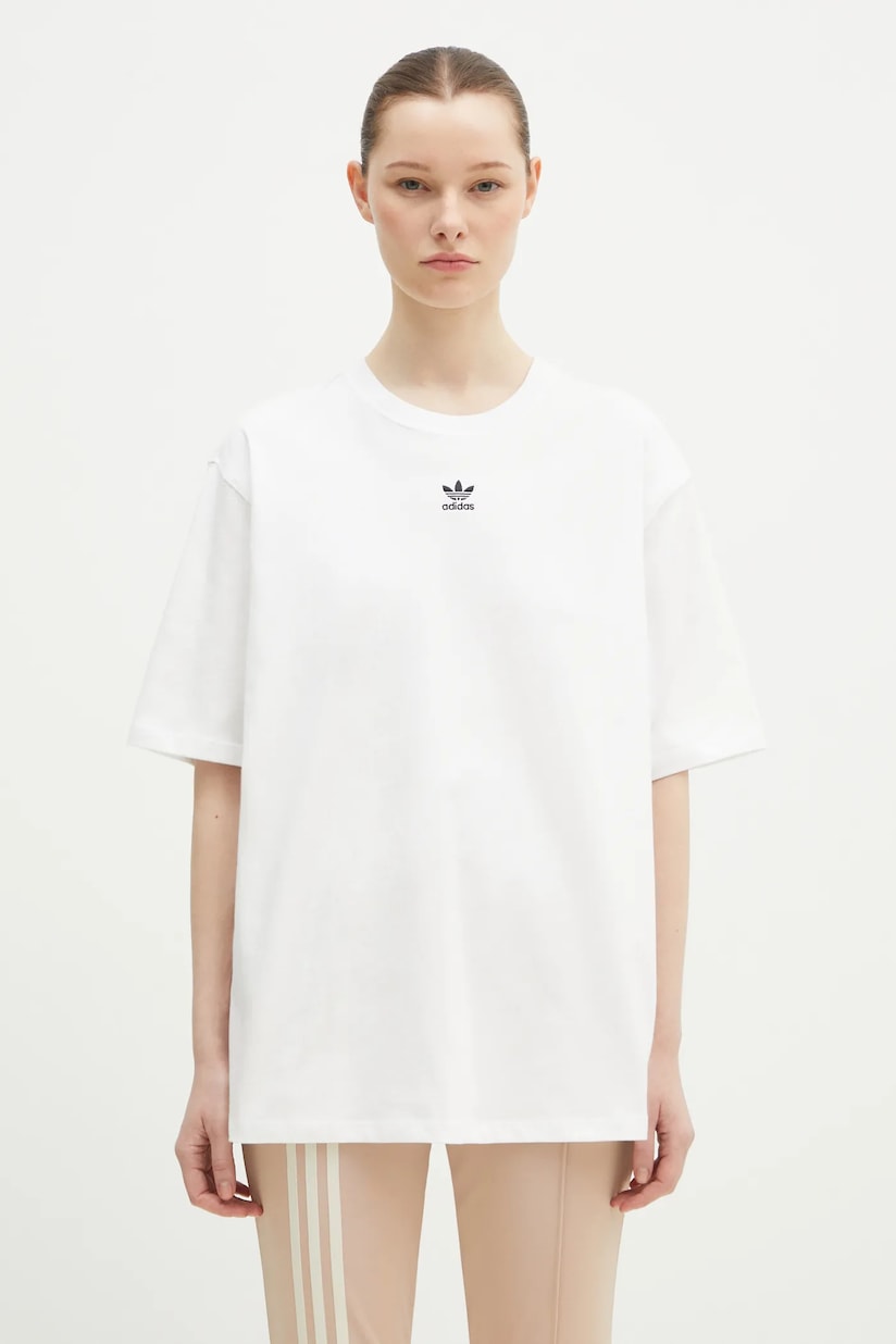 Хлопковая футболка adidas Originals Essential женская цвет белый Хлопковая футболка adidas Originals Essential женская цвет белый