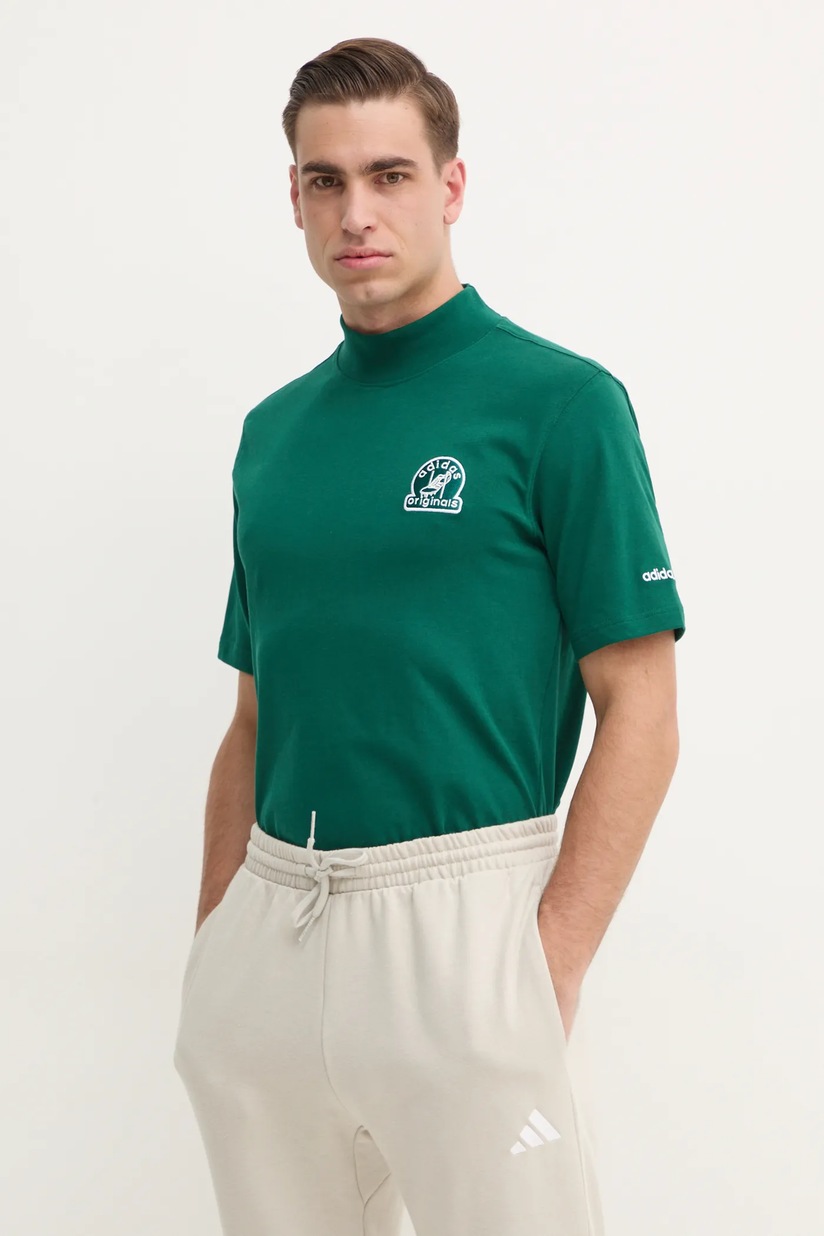 Хлопковая футболка adidas Originals Stripe Tee цвет зелёный
