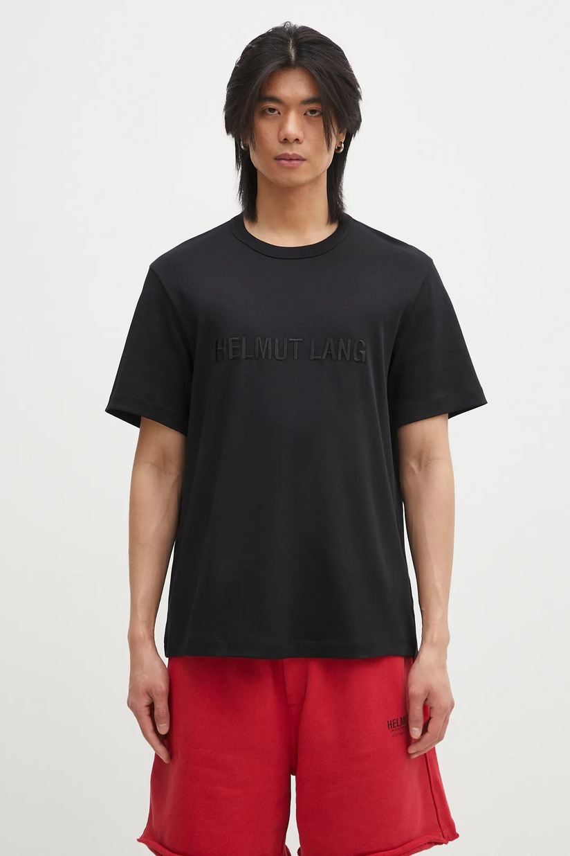 Helmut Lang cotton t-shirt SCRIBBLE.T4.MAL.LT. black color