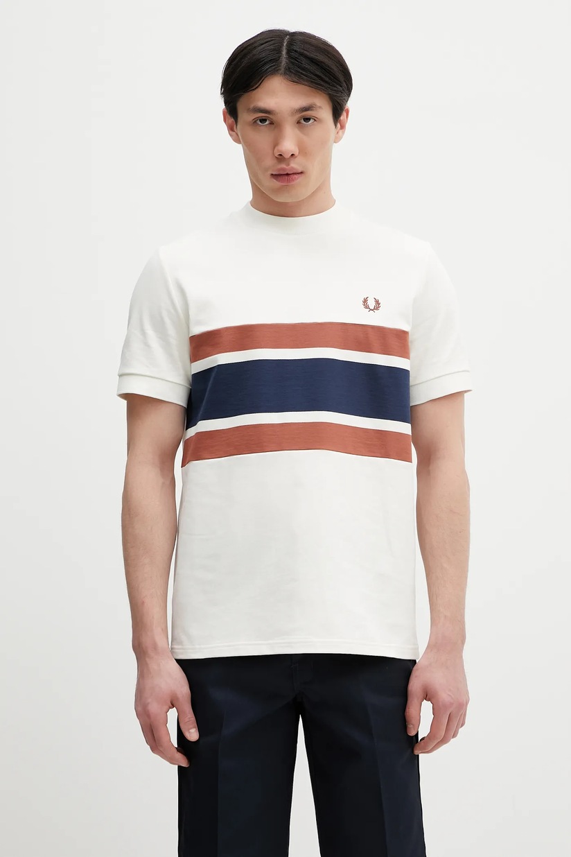 Tシャツ・カットソー FRED PERRY Men T Shirts M1600 129 White Crew Neck T-Shirt - Snow White | Men's T-Shirts | Designer T