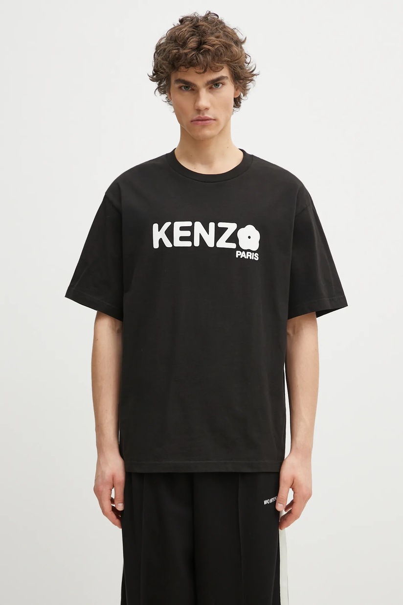 Kenzo cotton t-shirt Happy Tiger green color smooth