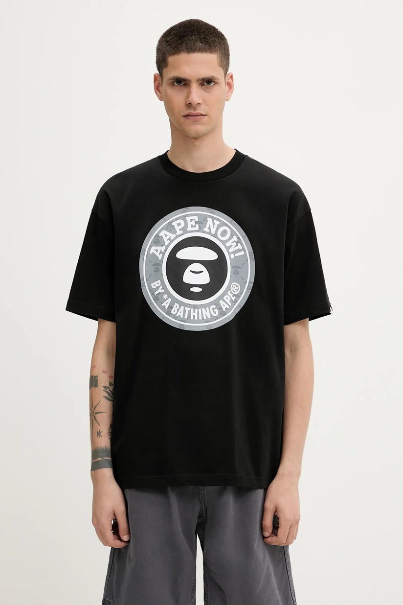 大人気★A BATHING APE AAPE NOW SPADES TEE★シンプル Tシャツ AAPE cotton t-shirt Spades Now black color smooth