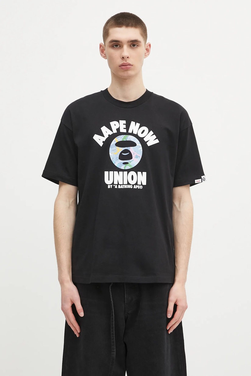 大人気★A BATHING APE AAPE NOW SPADES TEE★シンプル Tシャツ AAPE cotton t-shirt Spades Now black color smooth