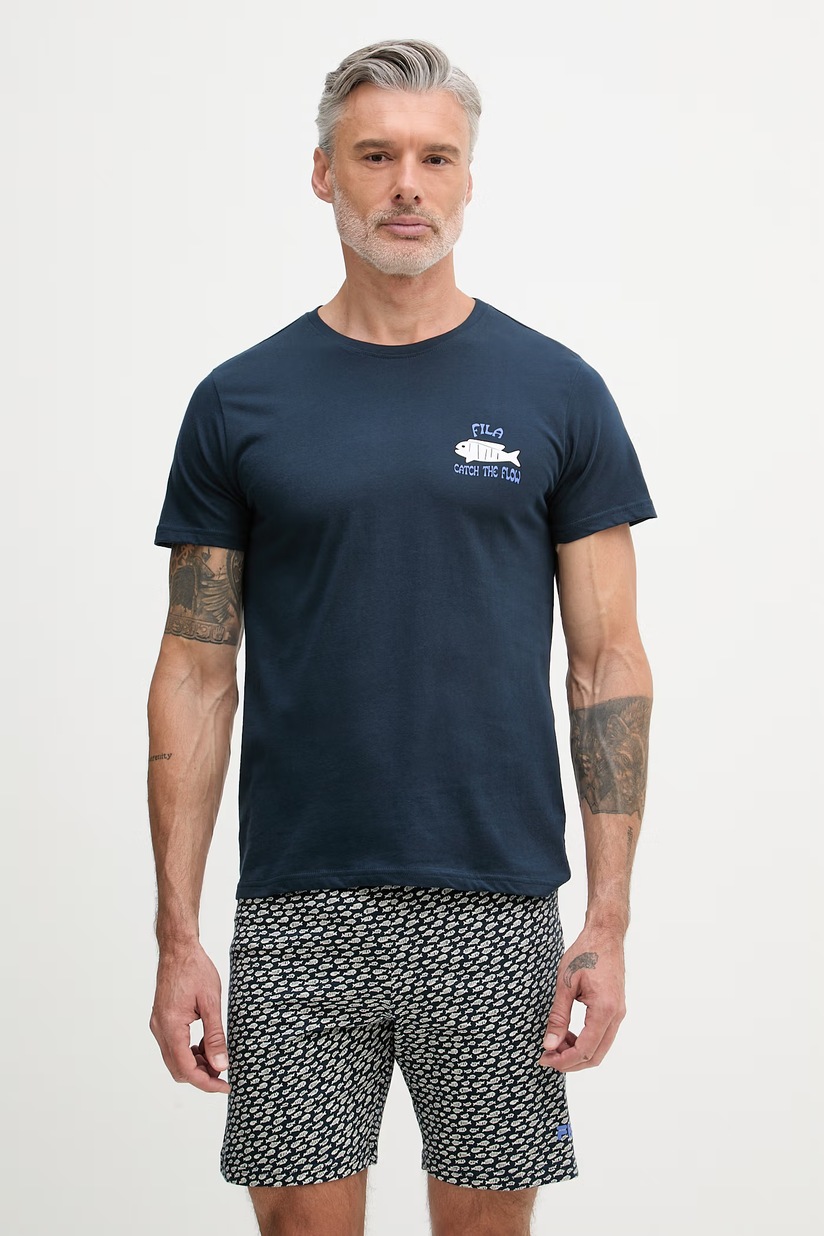 Хлопковая пижама Lyle & Scott цвет синий гладкая | ANSWEAR.ua