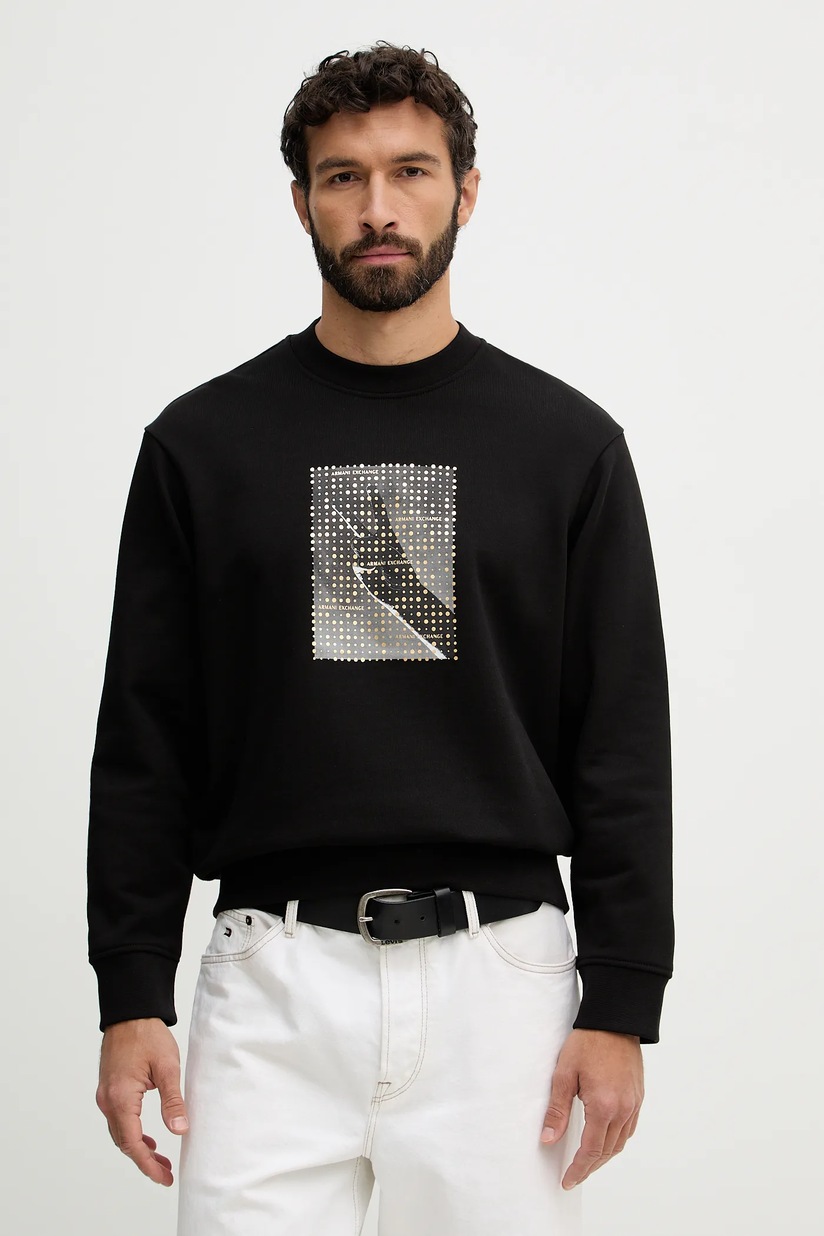 Кофта Armani Exchange мужская цвет чёрный с принтом | ANSWEAR.ua