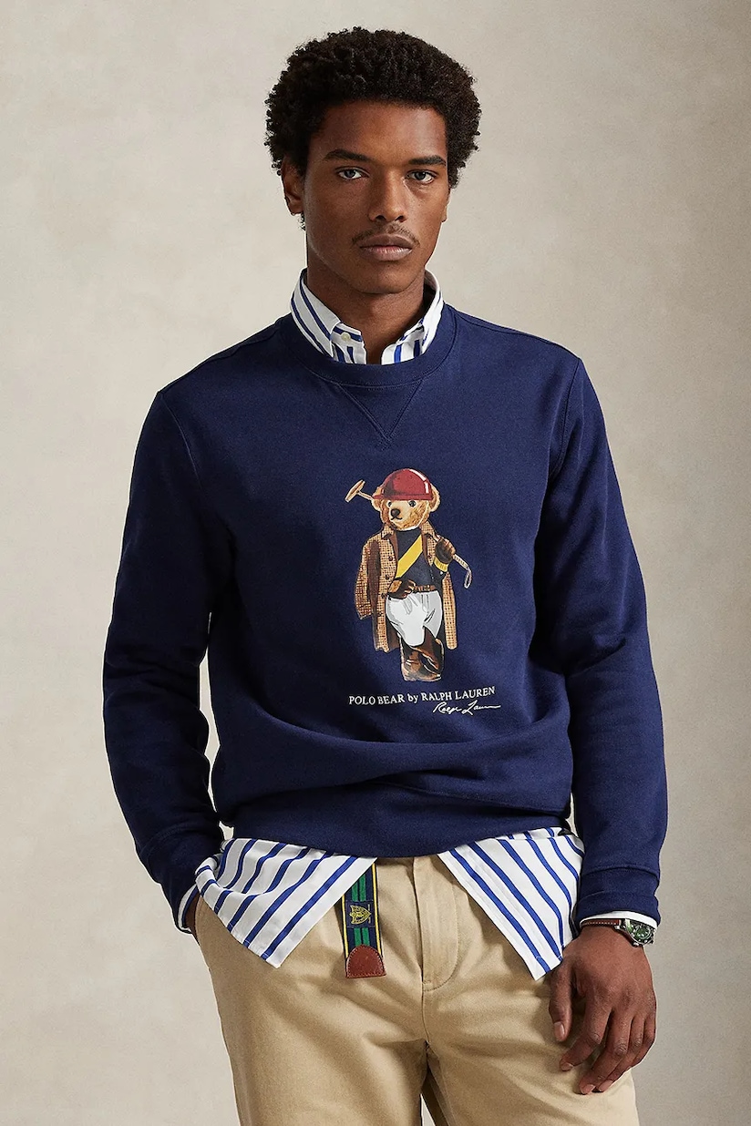 Polo Ralph Lauren sweatshirt men's navy blue color smooth Polo Ralph Lauren sweatshirt men's navy blue color smooth