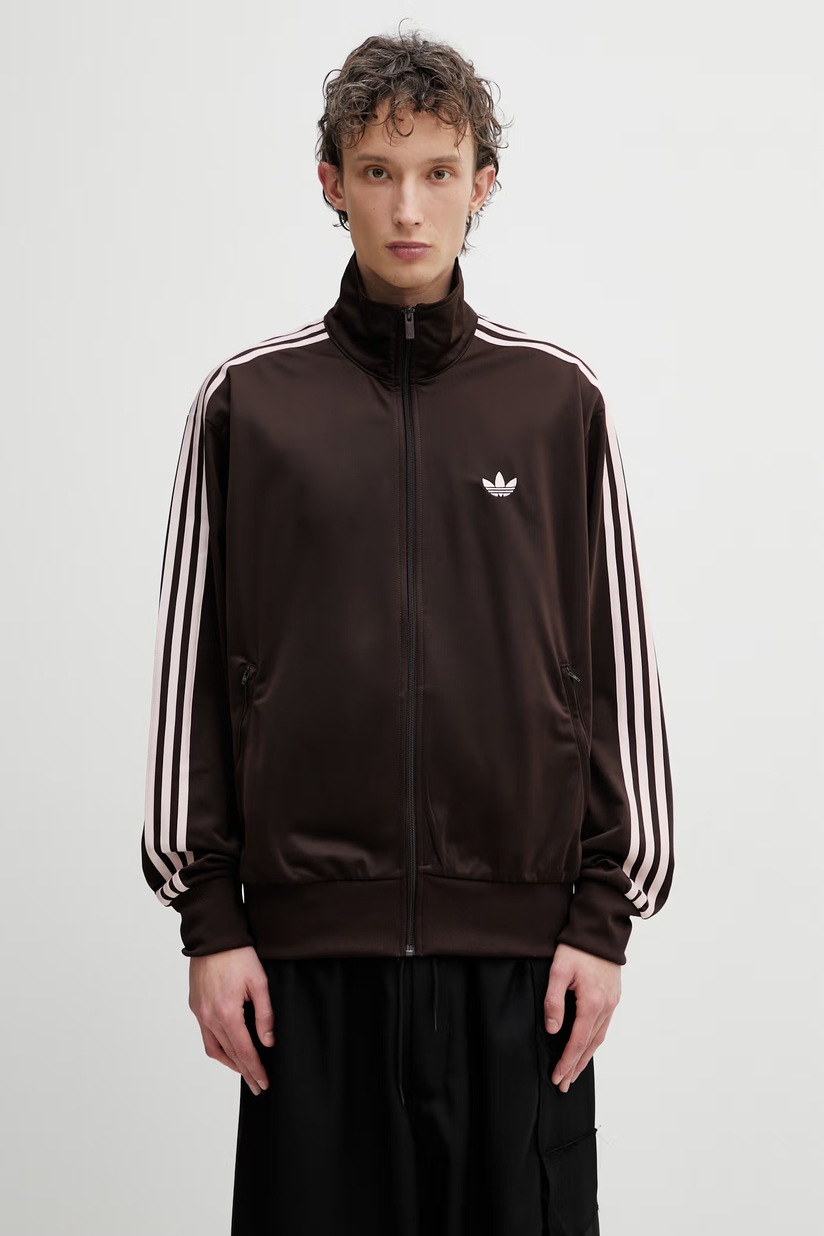 adidas Originals sweatshirt Beckenbauer Tracktop men's brown color adidas Originals sweatshirt Beckenbauer Tracktop men's brown color