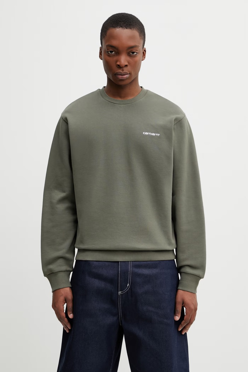 Carhartt WIP cotton sweatshirt Hooded Nelson Sweat green color