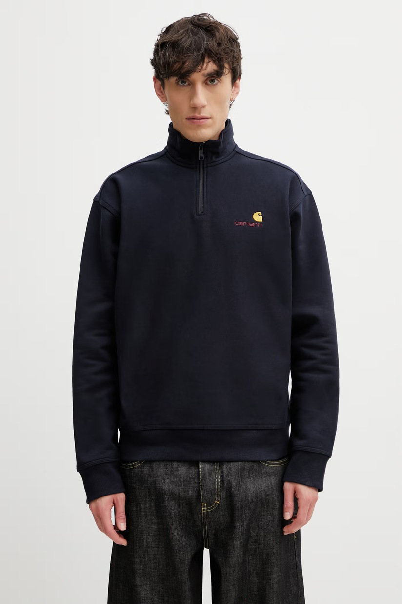 Carhartt WIP sweatshirt Chase Sweat men's navy blue color smooth