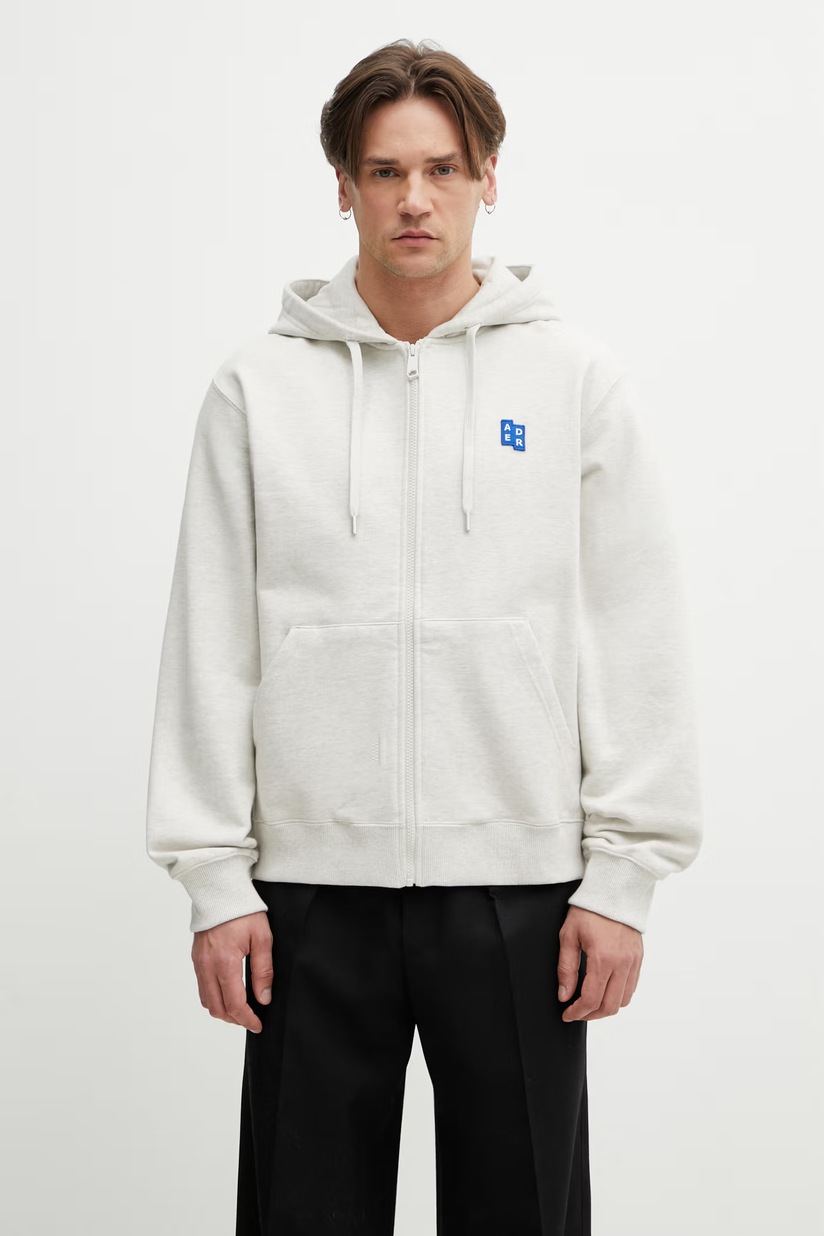 Ader Error zip-up hoodie cotton men's beige BO42FYHD0401OT at PRM US