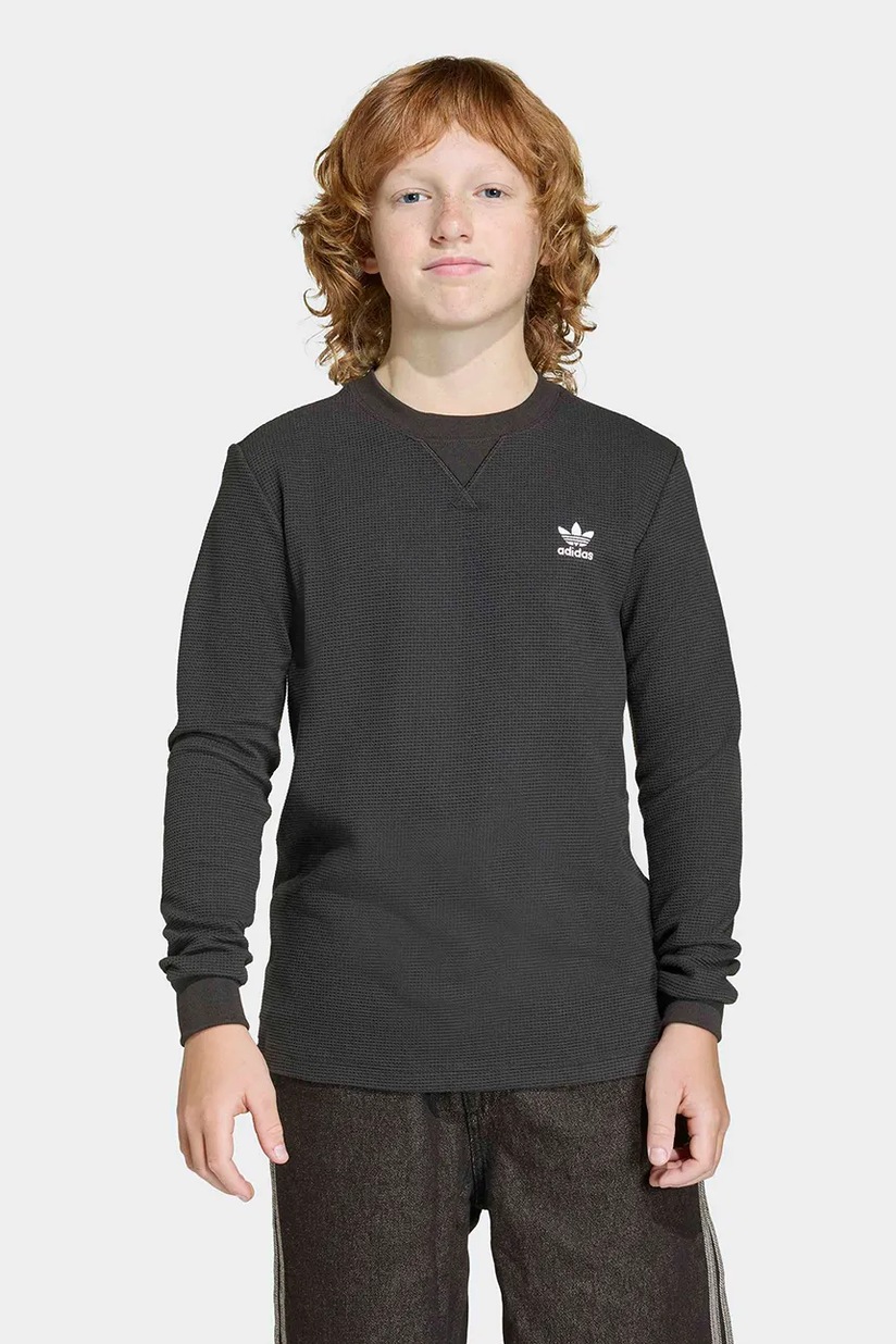 adidas Originals longsleeve din bumbac pentru copii culoarea negru