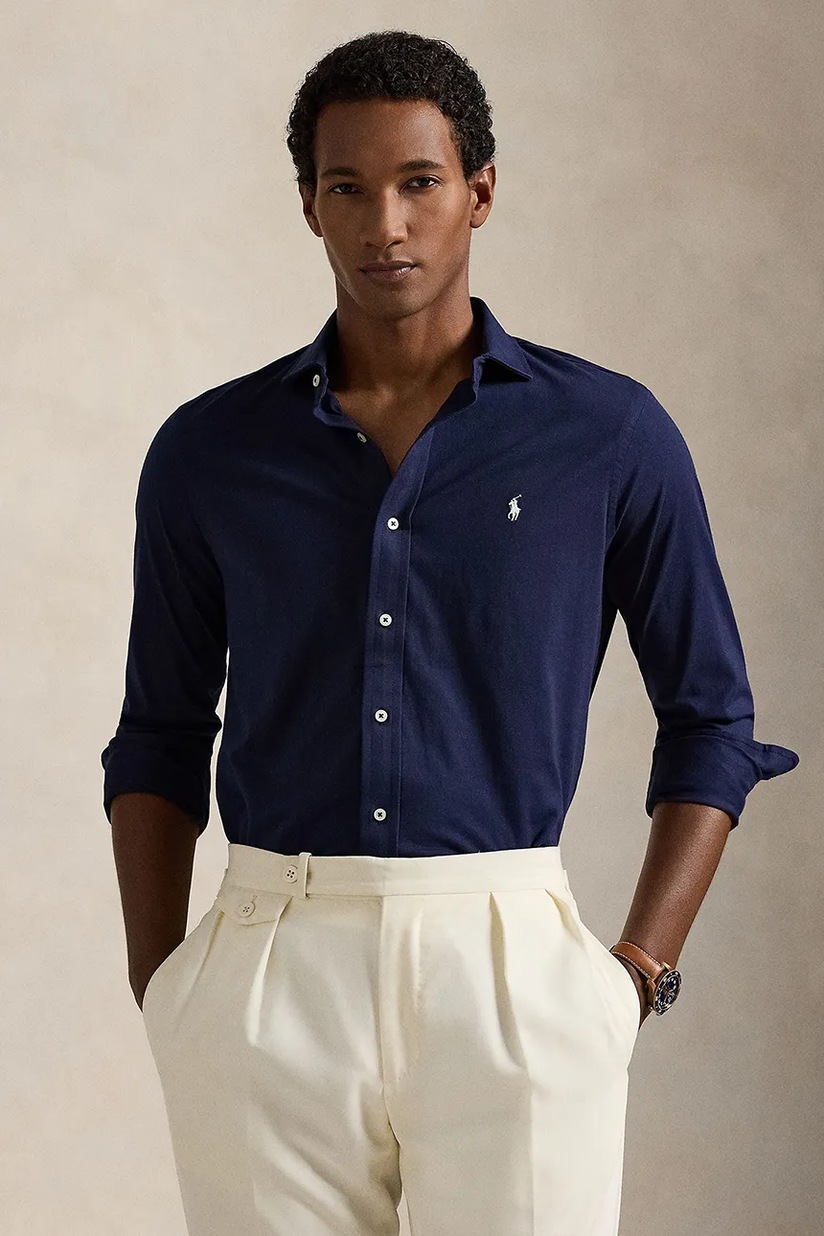 Polo Ralph Lauren linen shirt navy blue color 710968915 at PRM US