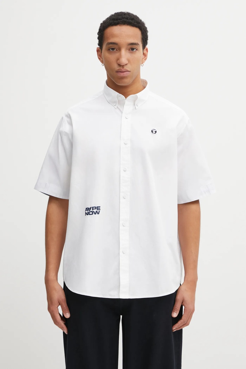 Evisu cotton shirt Evisu Logos & Wave Emb men's white color