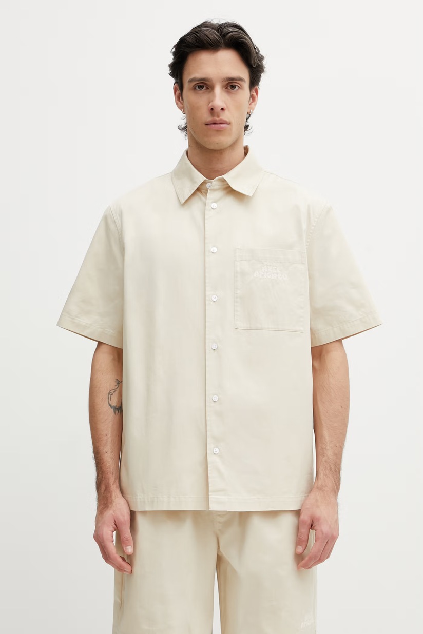 Fjallraven shirt Singi Flannel Overshirt M men's beige color