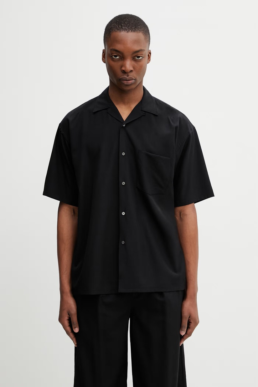 NEIGHBORHOOD shirt monogram pattern hawaiian shirt ss black color