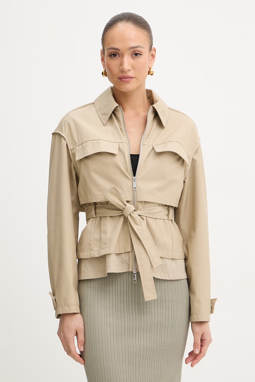 Хлопковая куртка adidas Originals AOP CROP JACKET цвет бежевый