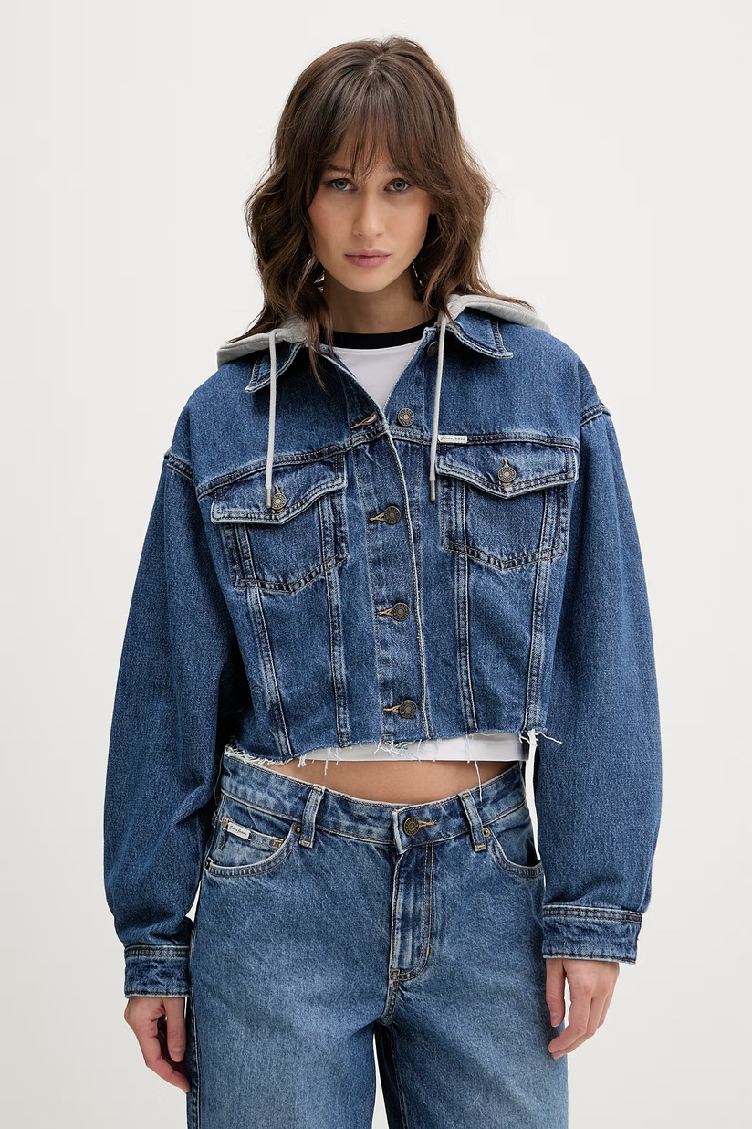 Guess Jeans geacă din denim femei, de tranziție, oversized, W4YN56