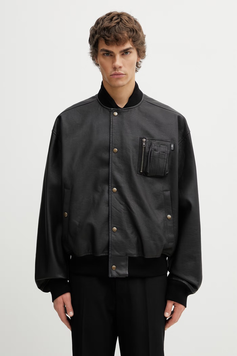 MM6 Maison Margiela leather jacket black color SH0AM0045 at PRM US