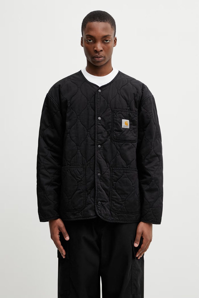 Carhartt WIP cotton jacket Hendry Shirt Jac black color I034827