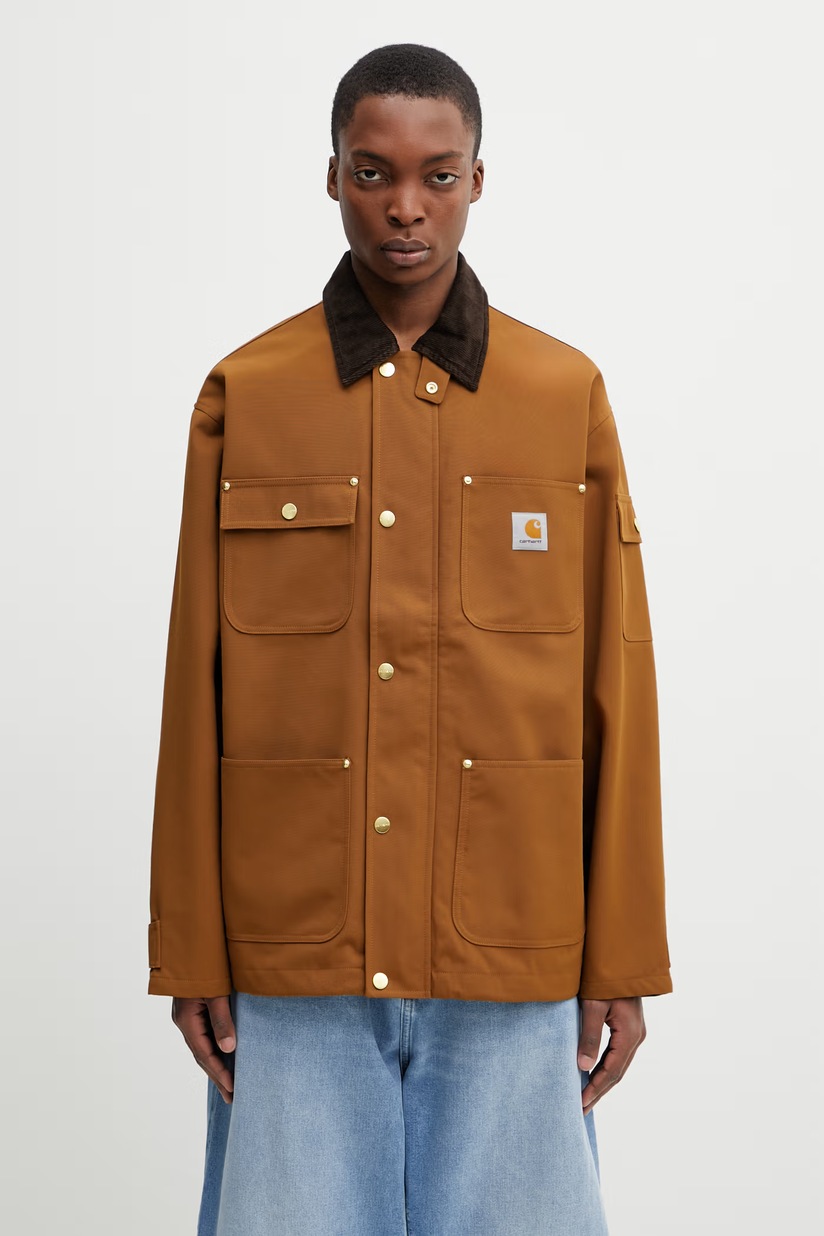 Carhartt WIP cotton shirt jacket Detroit Jacket brown color