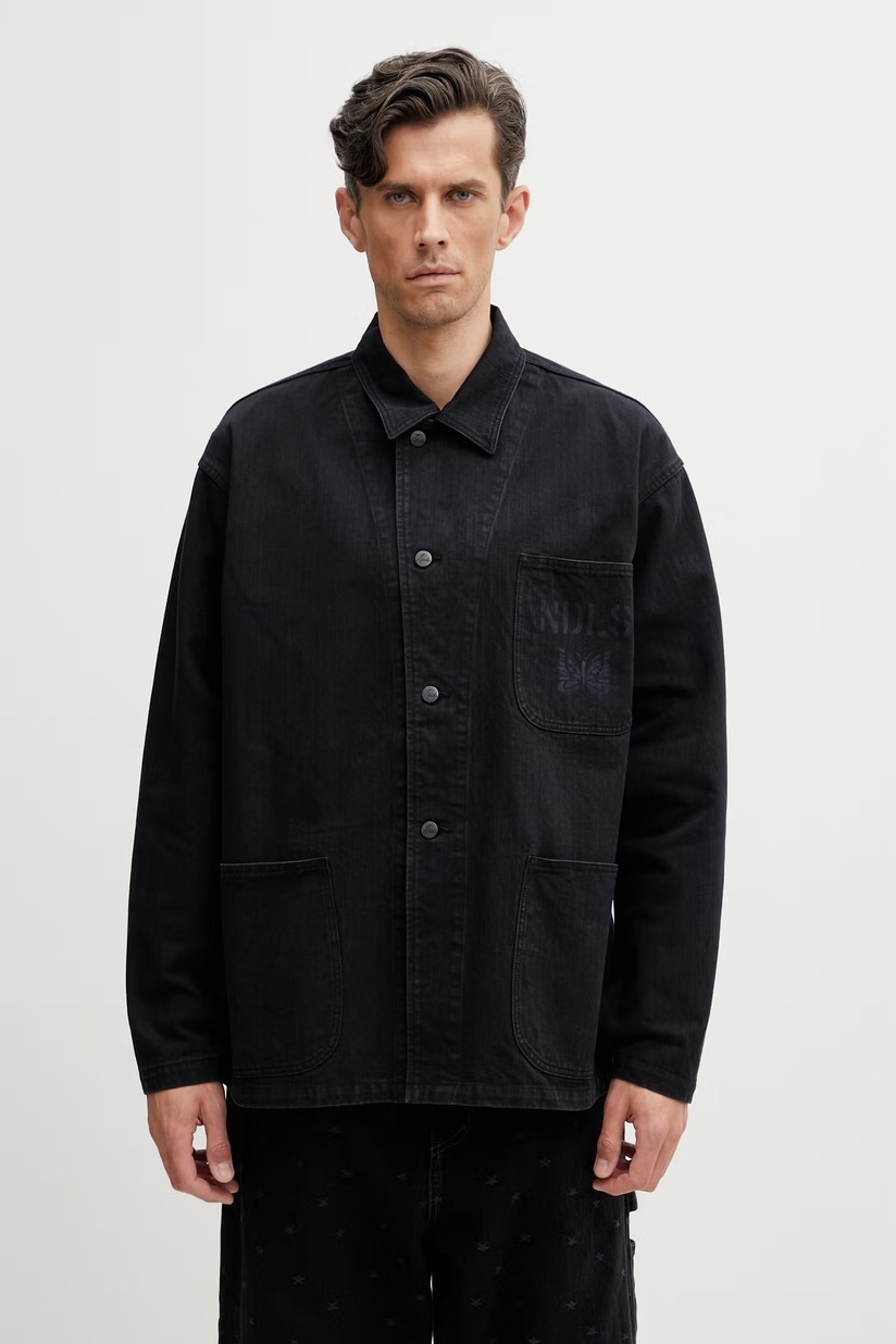 Needles denim jacket Lumberjack Coat men's black color NS157 at PRM US